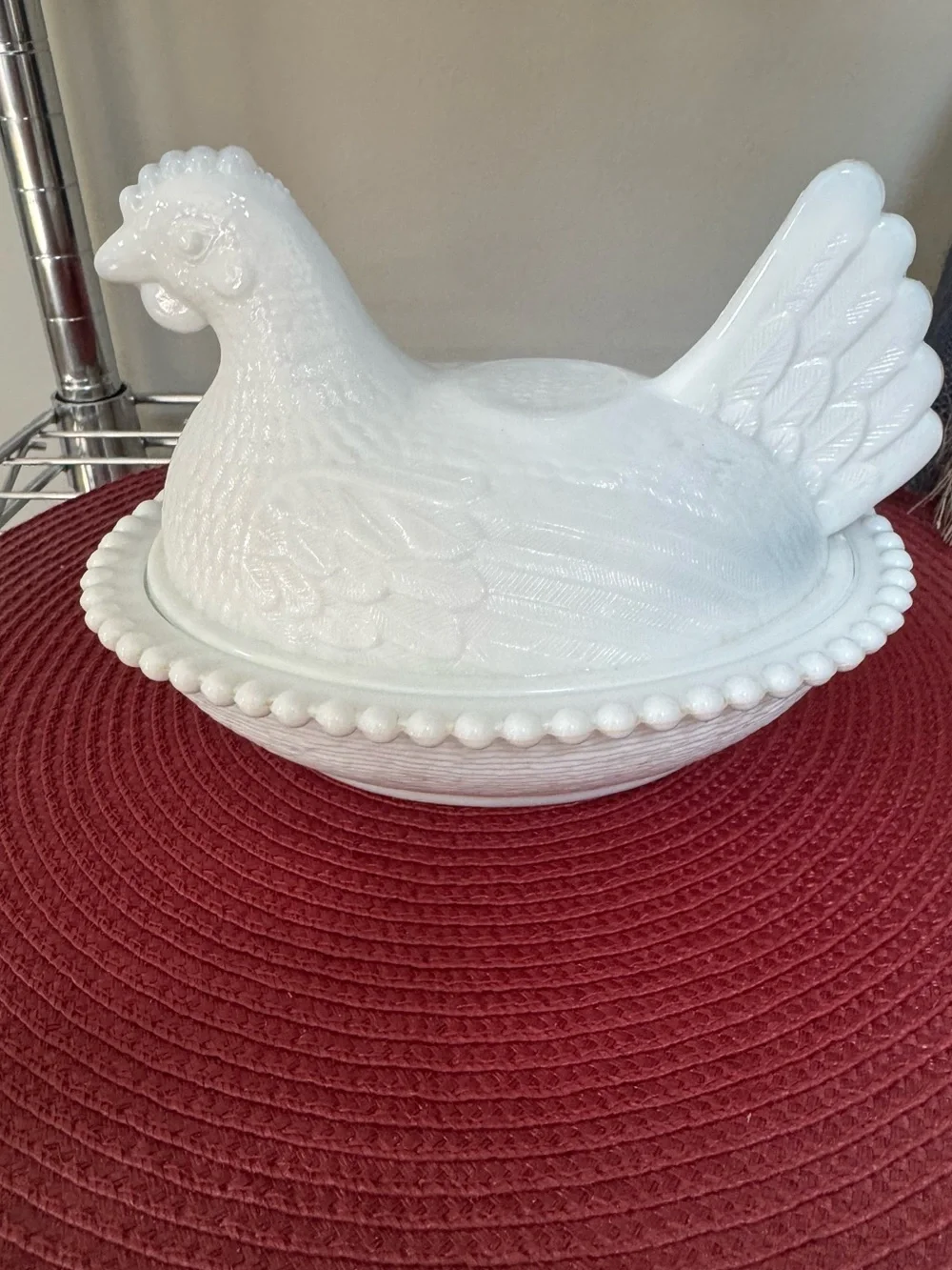 Indiana Glass  - Decorative Milk Glass Hen on Nest